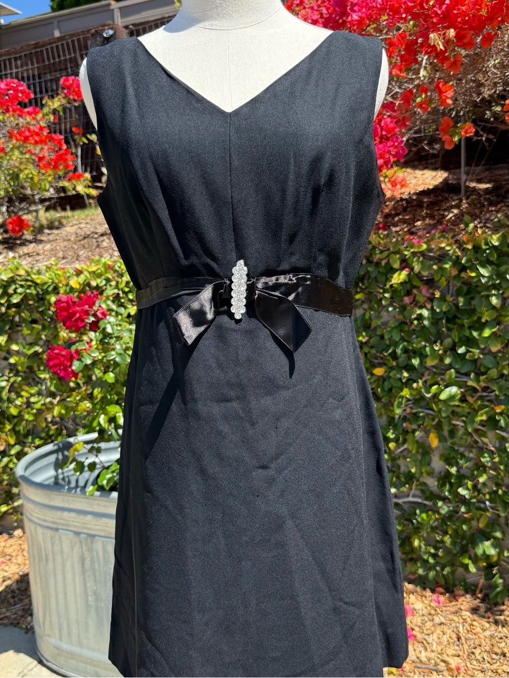 Vintage 1960s little black rhinestone embellished dress